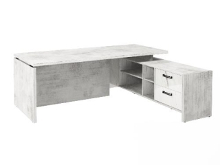 Стол с опорной тумбой FB-121R.GG Хромикс белый/Мрамор Леванто белый