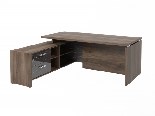 Стол с опорной тумбой FI-119L.GG Орех Пацифик Табак/Камень Пьетра Гриджиа черный Стол с опорной тумбой FI-119L.GG Орех Пацифик Табак/Камень Пьетра Гриджиа черный