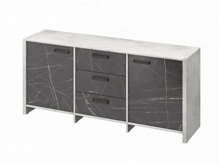 Тумба трехсекционная FB-13-01.G Хромикс белый/Камень Пьетра Гриджиа черный