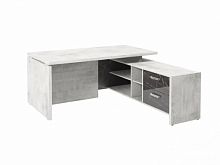 Стол с опорной тумбой FI-117R.GG Хромикс белый/Камень Пьетра Гриджиа черный