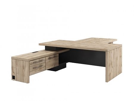 Стол руководителя с опорной тумбой Т-820.1000Л с блоком розеток и брифингом