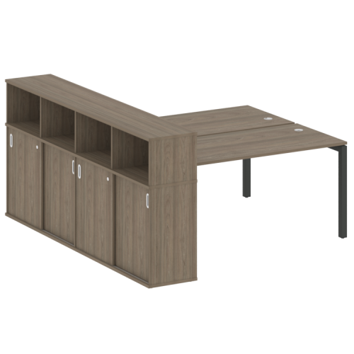 Бенч-система с шкафом-купе на П-обр. м/к Metal System Quattro 50БП.РС-СШК-4.4