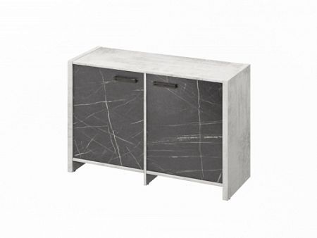 Тумба двухсекционная FB-12-02.G Хромикс белый/Камень Пьетра Гриджиа черный