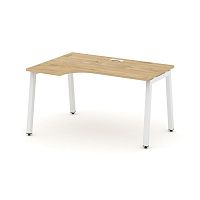Style Project Стол рабочий эргоном. SN-5A.SPA-012(L) Тиквуд Светлый/Металл Белый 1580*700/980*750