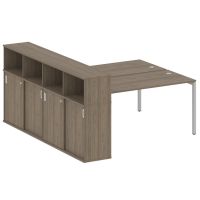 Бенч-система с шкафом-купе на П-обр. м/к Metal System Quattro 40БП.РС-СШК-4.4